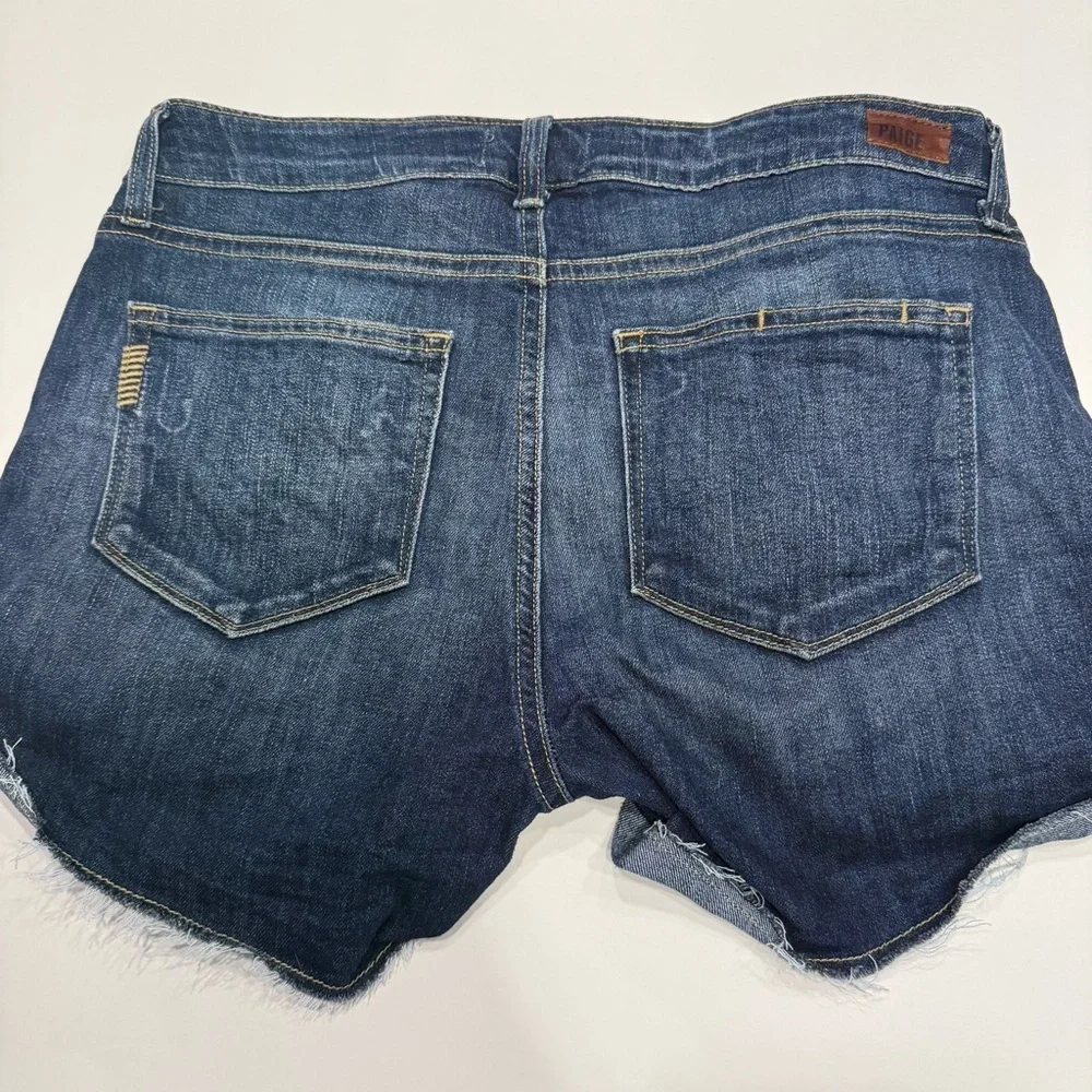 PAIGE Women's Jimmy Jimmy Short Distressed Dark Blue Jean Shorts